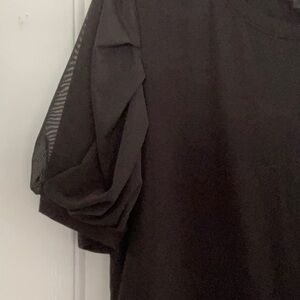 Black Knit Top w/ Sheer Sleeves